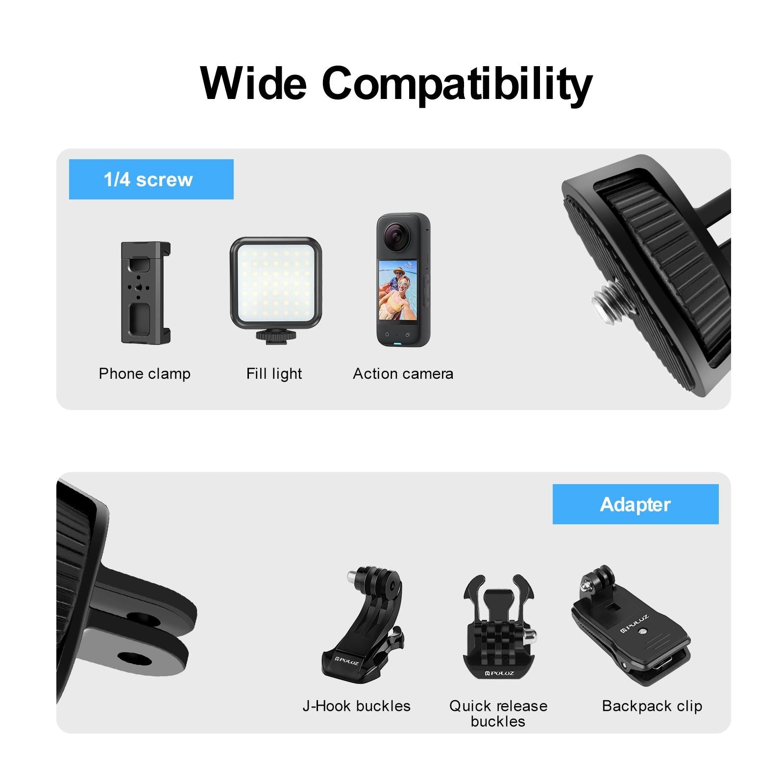 Adjustable Action Camera Tripod Adapter - 1 / 4 Screw 5