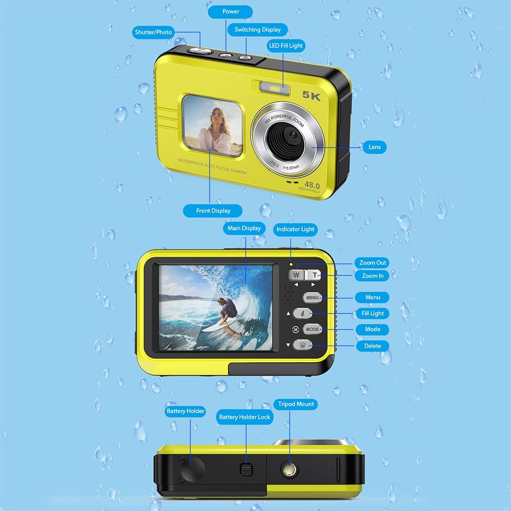 Waterproof 48mp Dual Screen Outdoor Camera - Wdc901 - Yellow 4