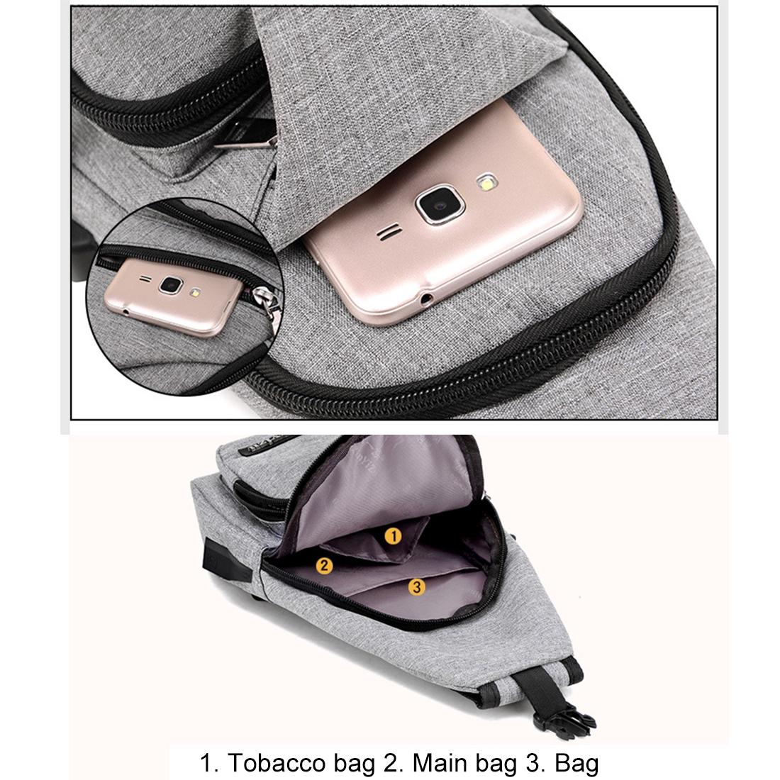 Multi Function Canvas Chest Bag With Usb Charging Outdoor Sports Shoulder Bag For Men / Women / Students - Black 12