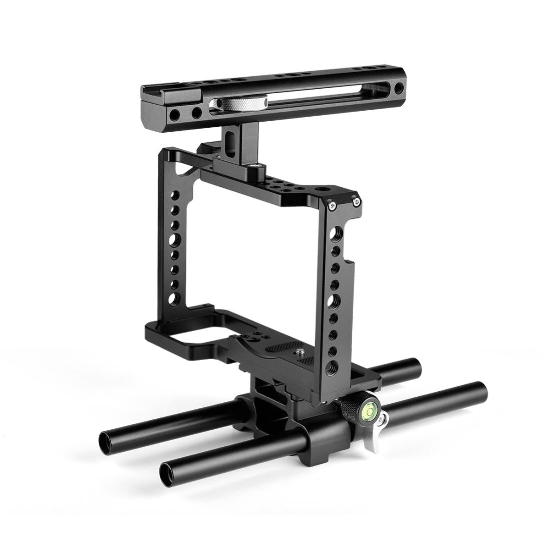 Camera Cage Stabilizer With Handle & Rail Rod Mount - Black for Panasonic Lumix Dc-S1H / Dc-S1 / Dc-S1R 3