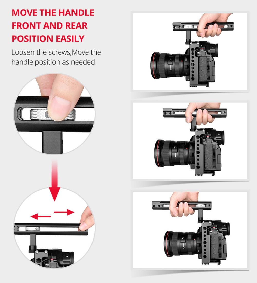 Camera Cage Stabilizer With Handle & Rail Rod Mount - Black for Panasonic Lumix Dc-S1H / Dc-S1 / Dc-S1R 4
