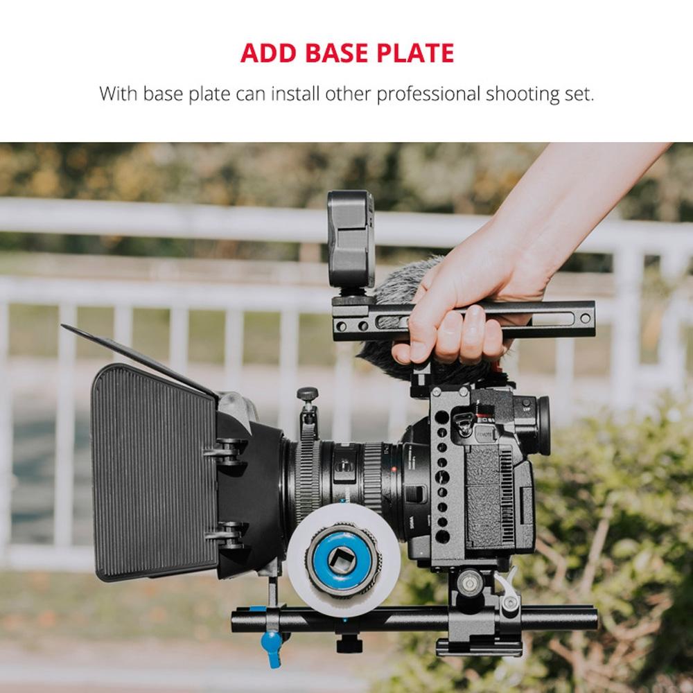Camera Cage Stabilizer With Handle & Rail Rod Mount - Black for Panasonic Lumix Dc-S1H / Dc-S1 / Dc-S1R 10