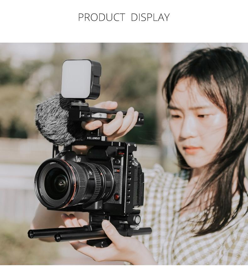 Camera Cage Stabilizer With Handle & Rail Rod Mount - Black for Panasonic Lumix Dc-S1H / Dc-S1 / Dc-S1R 11