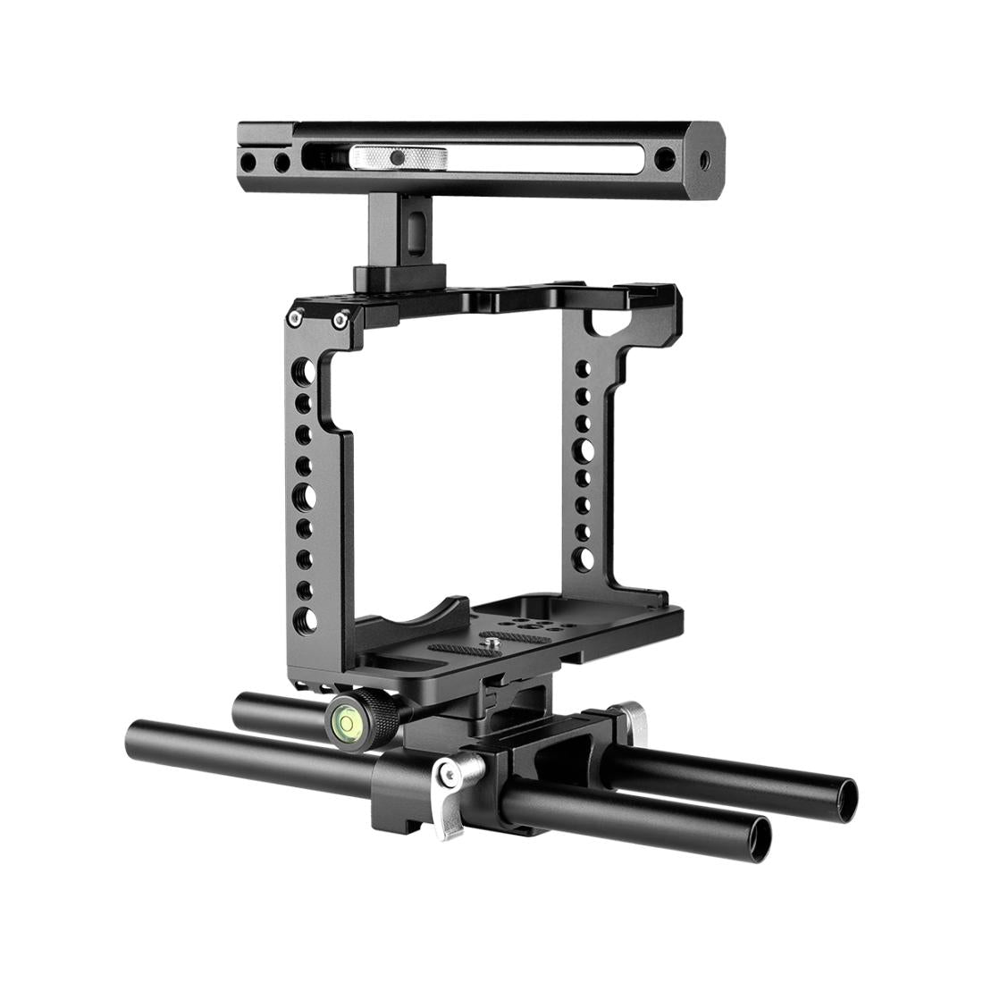 Camera Cage Stabilizer With Handle & Rail Rod Mount - Black for Panasonic Lumix Dc-S1H / Dc-S1 / Dc-S1R 13