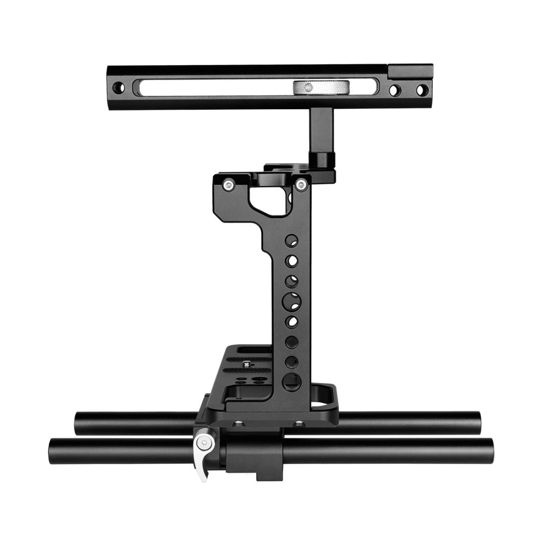 Camera Cage Stabilizer With Handle & Rail Rod Mount - Black for Panasonic Lumix Dc-S1H / Dc-S1 / Dc-S1R 14