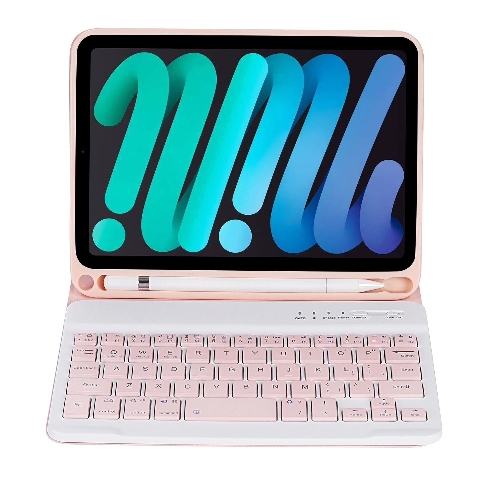 Ultra-Thin Bluetooth Keyboard Tablet Case For Ipad Mini 6 With Stand And Pen Slot - Candy Colour - Black 3