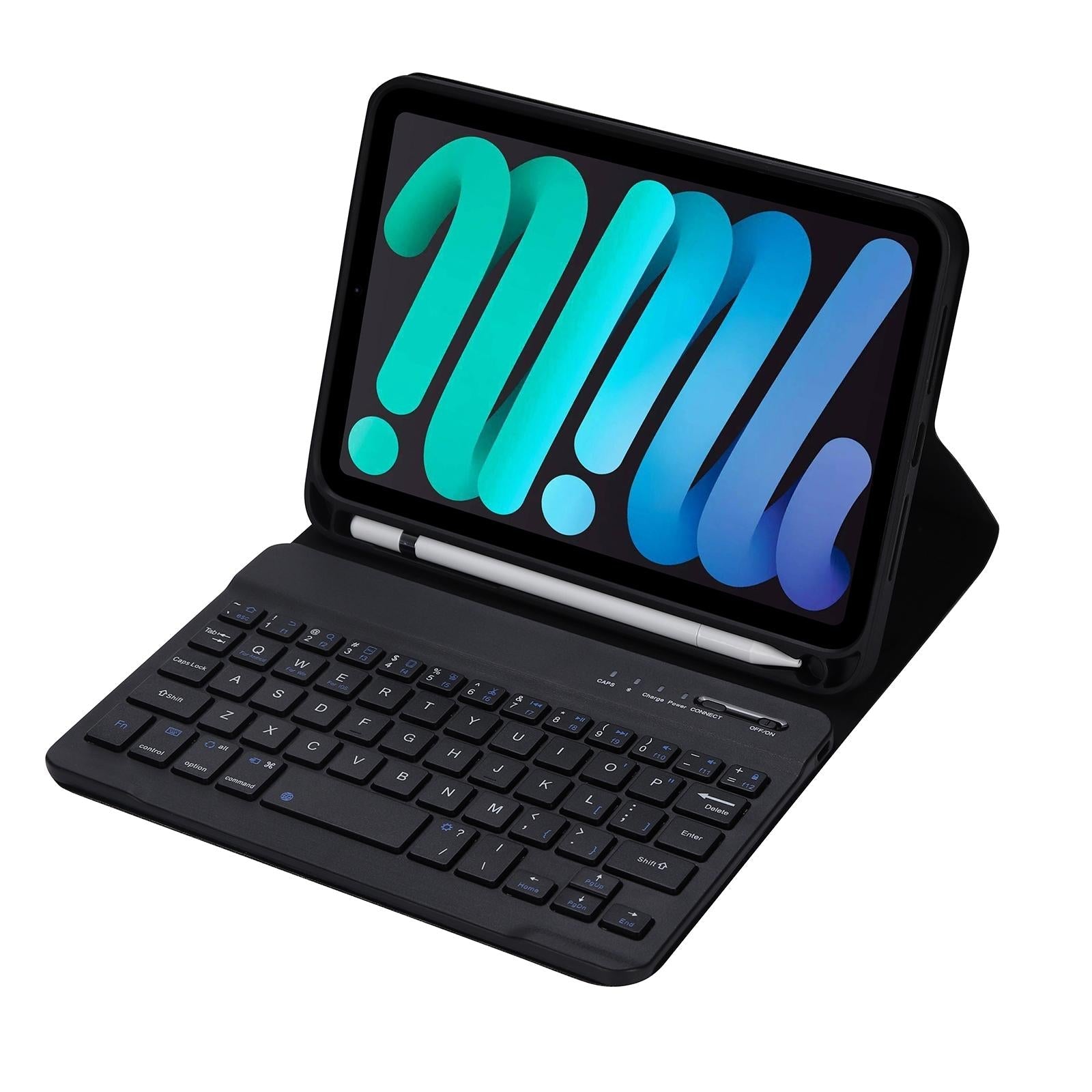 Ultra-Thin Bluetooth Keyboard Tablet Case For Ipad Mini 6 With Stand And Pen Slot - Candy Colour - Black 7