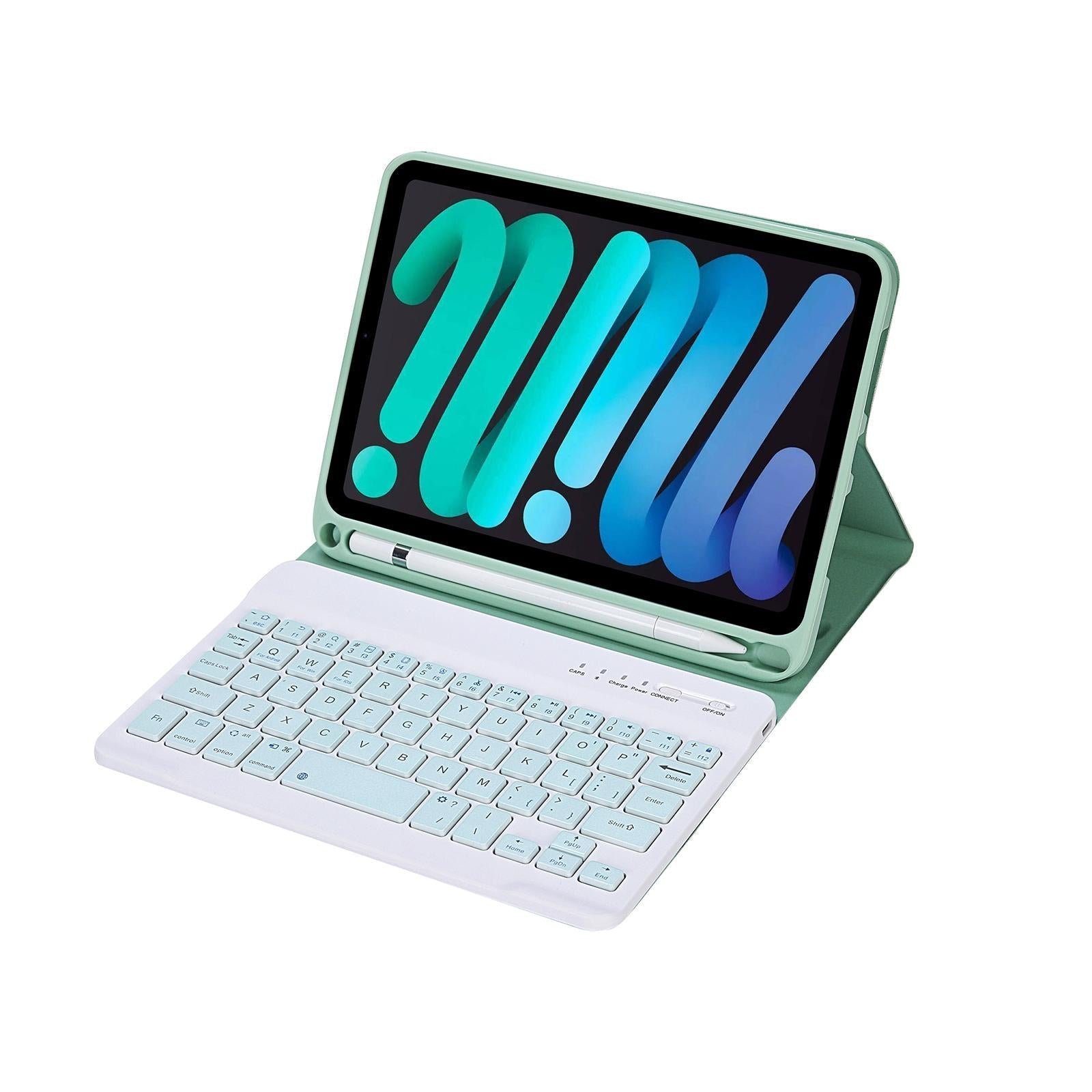 Ultra-Thin Bluetooth Keyboard Tablet Case For Ipad Mini 6 With Stand And Pen Slot - Candy Colour - Black 9
