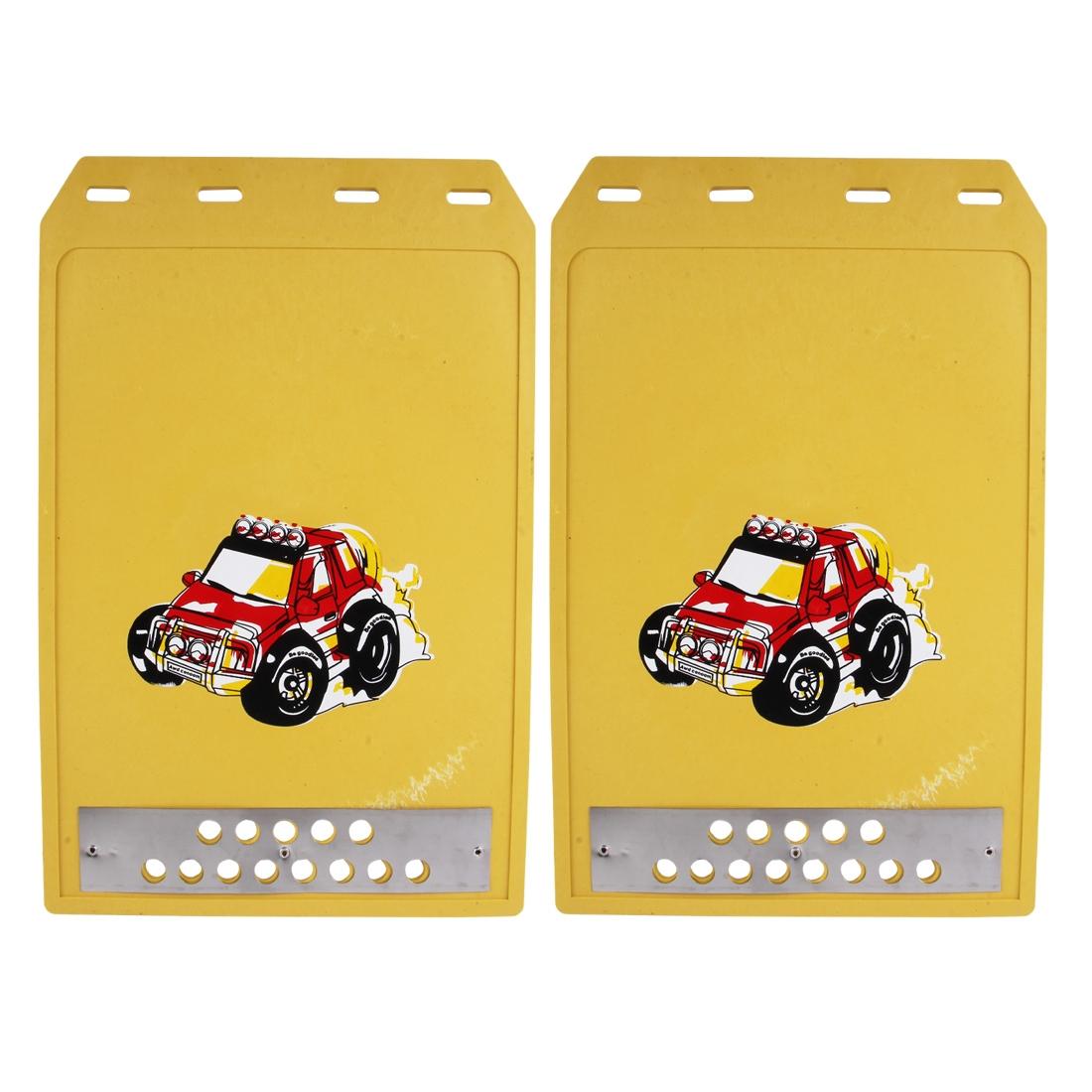 2 Pcs Premium Heavy Duty Molded Splash Mud Flaps Auto Front And Rear Fender Guard Small Size Random Pattern Delivery - Black 6