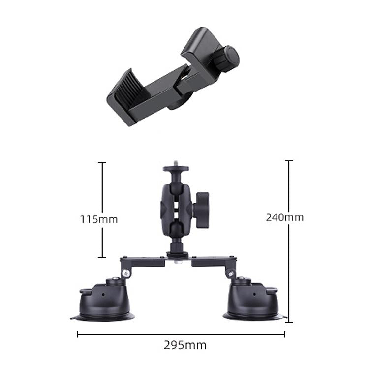 Dual-leg Suction Cup Arm Phone Clamp Mount with Connecting Rod 3