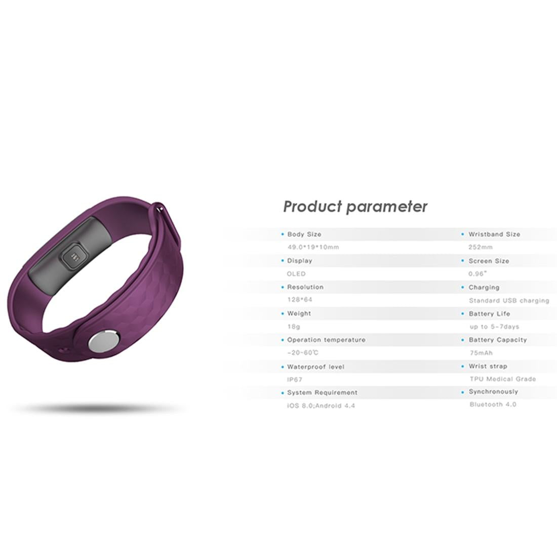 Bluetooth Smart Bracelet With Oled Display And Hr Monitor 9