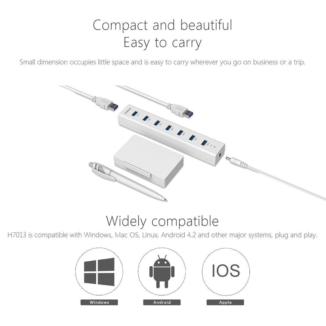 7-Port Usb 3.0 Desktop Hub With 1M Cable 9
