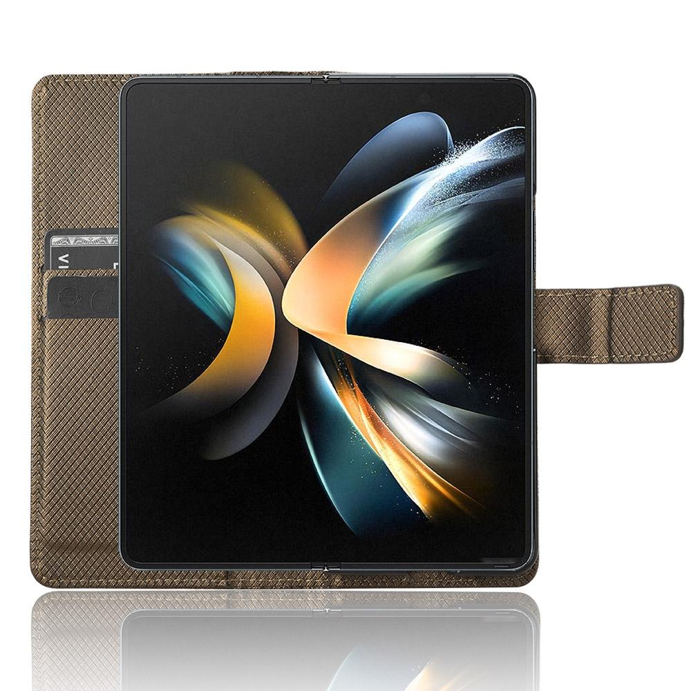 For Samsung Galaxy Z Fold4 5G Textured Leather Phone Case - Black 10