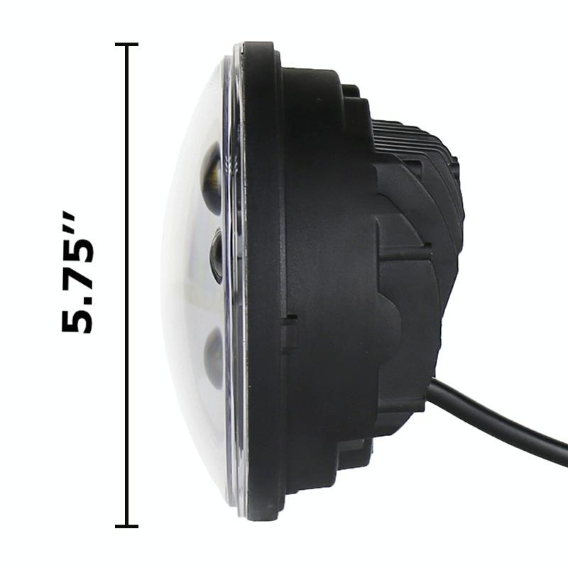 5.75 Inch Dc12V 6000K - 6500K 40W Car Led Headlight For Harley Black 3