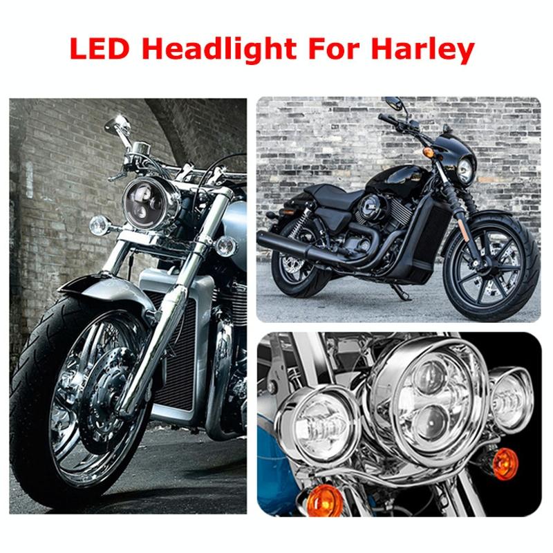 5.75 Inch Dc12V 6000K - 6500K 40W Car Led Headlight For Harley Black 9