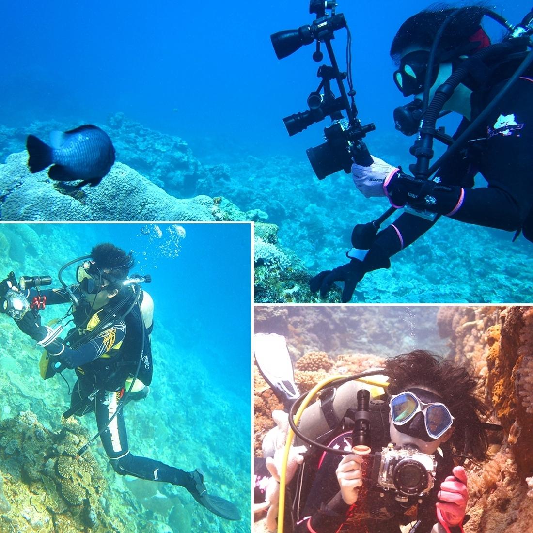 Aluminum Dual Handheld Diving Light Arm Mount for Action Cameras - Black 6