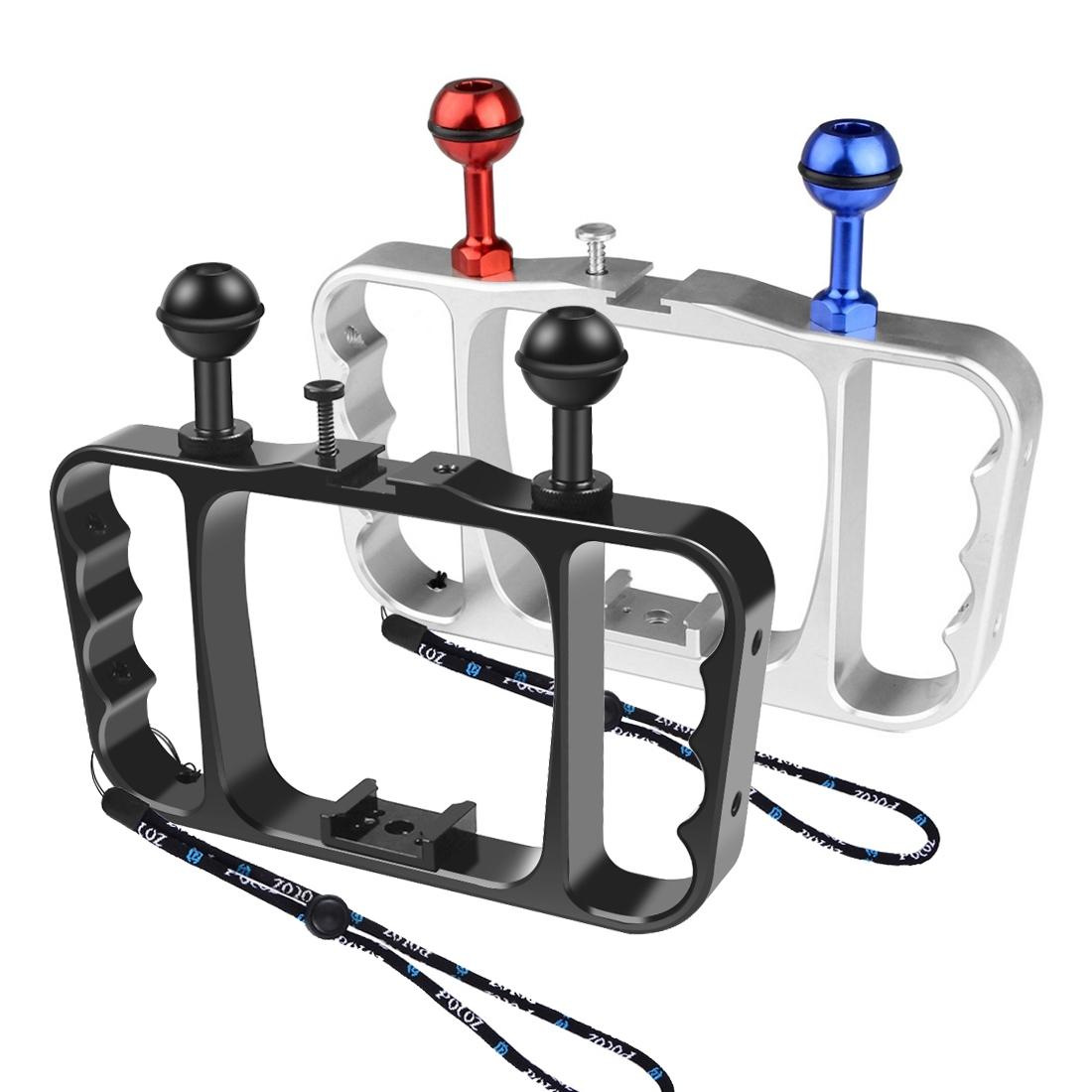 Aluminum Dual Handheld Diving Light Arm Mount for Action Cameras - Black 7