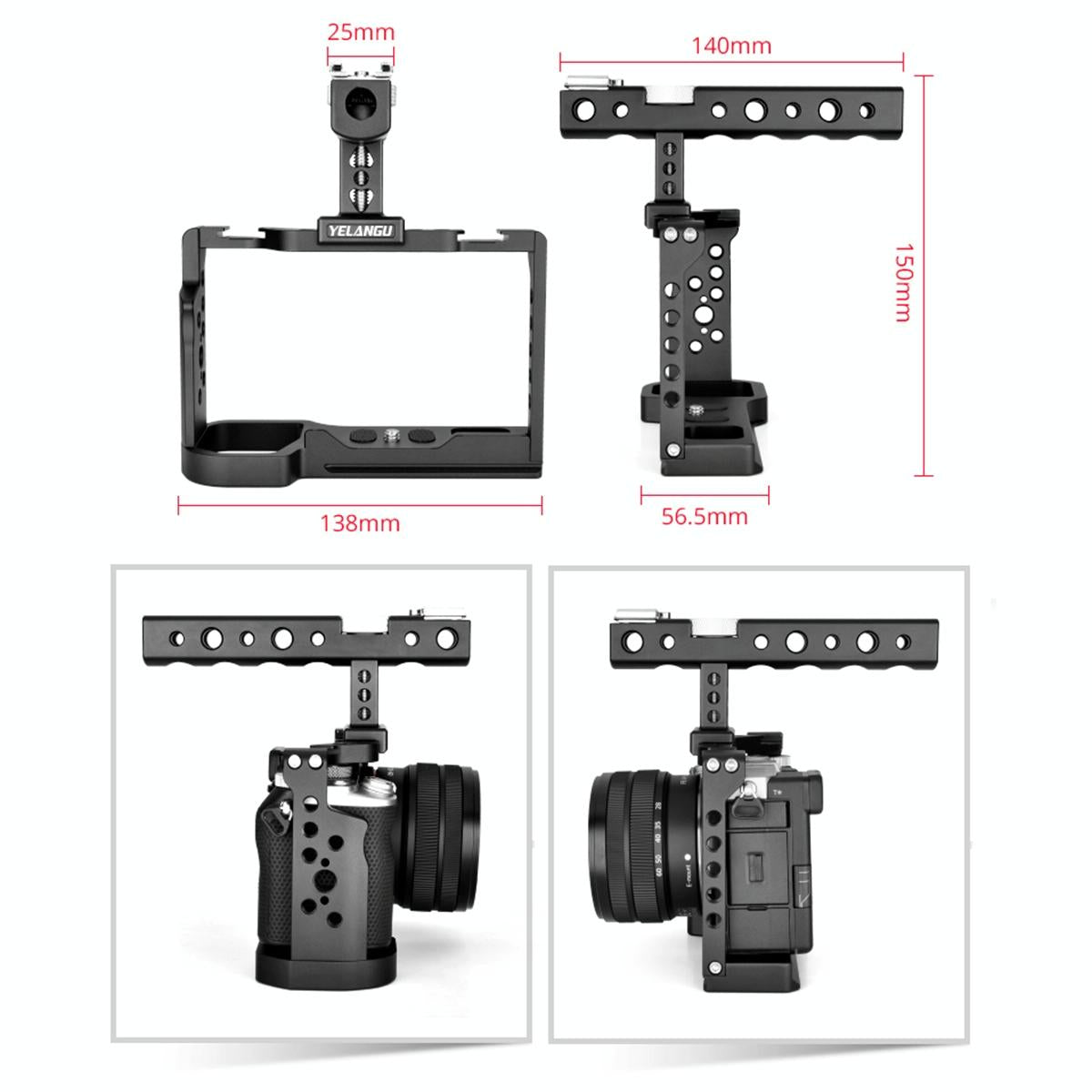Video Cage Stabilizer Kit With Handle for Sony Alpha 7C 6