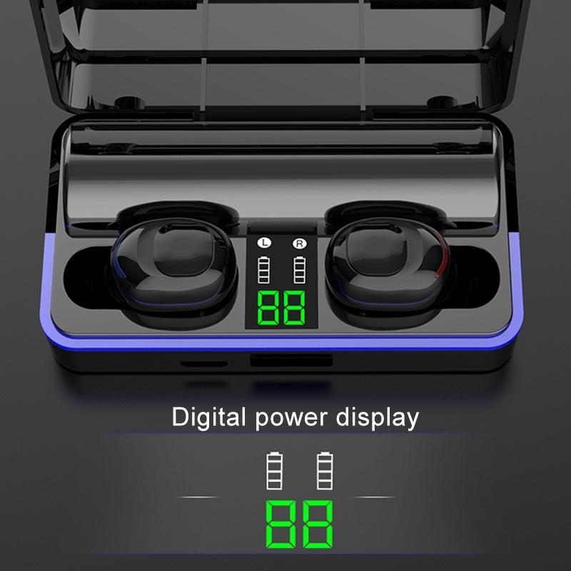 Waterproof Touch Wireless Bluetooth Earphones with Charging Box - 5.0 - Black 4