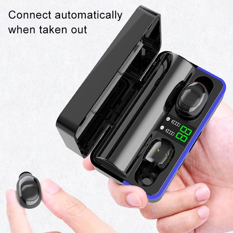 Waterproof Touch Wireless Bluetooth Earphones with Charging Box - 5.0 - Black 6