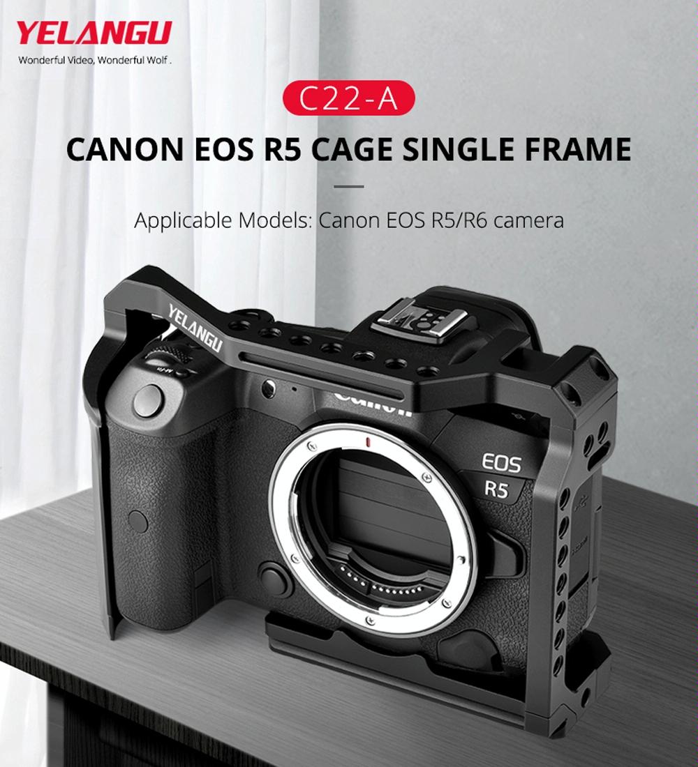 Video Camera Cage Stabilizer For Canon Eos R5 / R6 / R - Black 9
