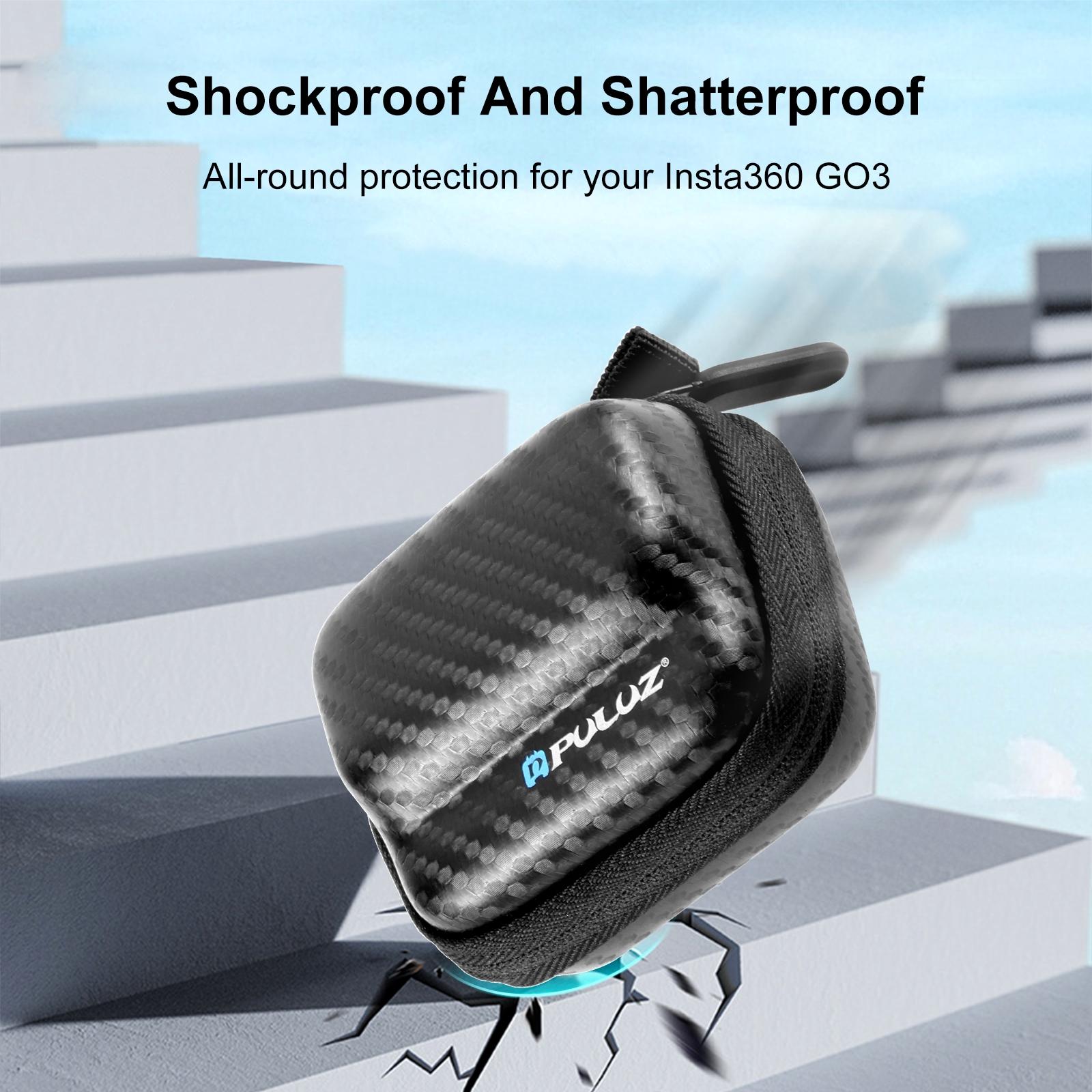 Portable Carbon Fiber Eva Storage Bag for Insta360 Go 3 / 3s Mini Body - Black 6