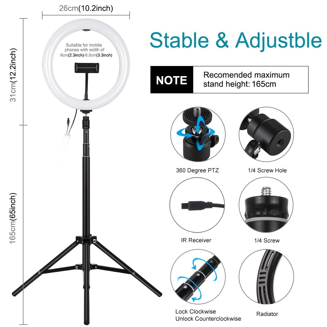 10.2 Rgbw Led Ring Light Kit with Tripod and Remote Control 9
