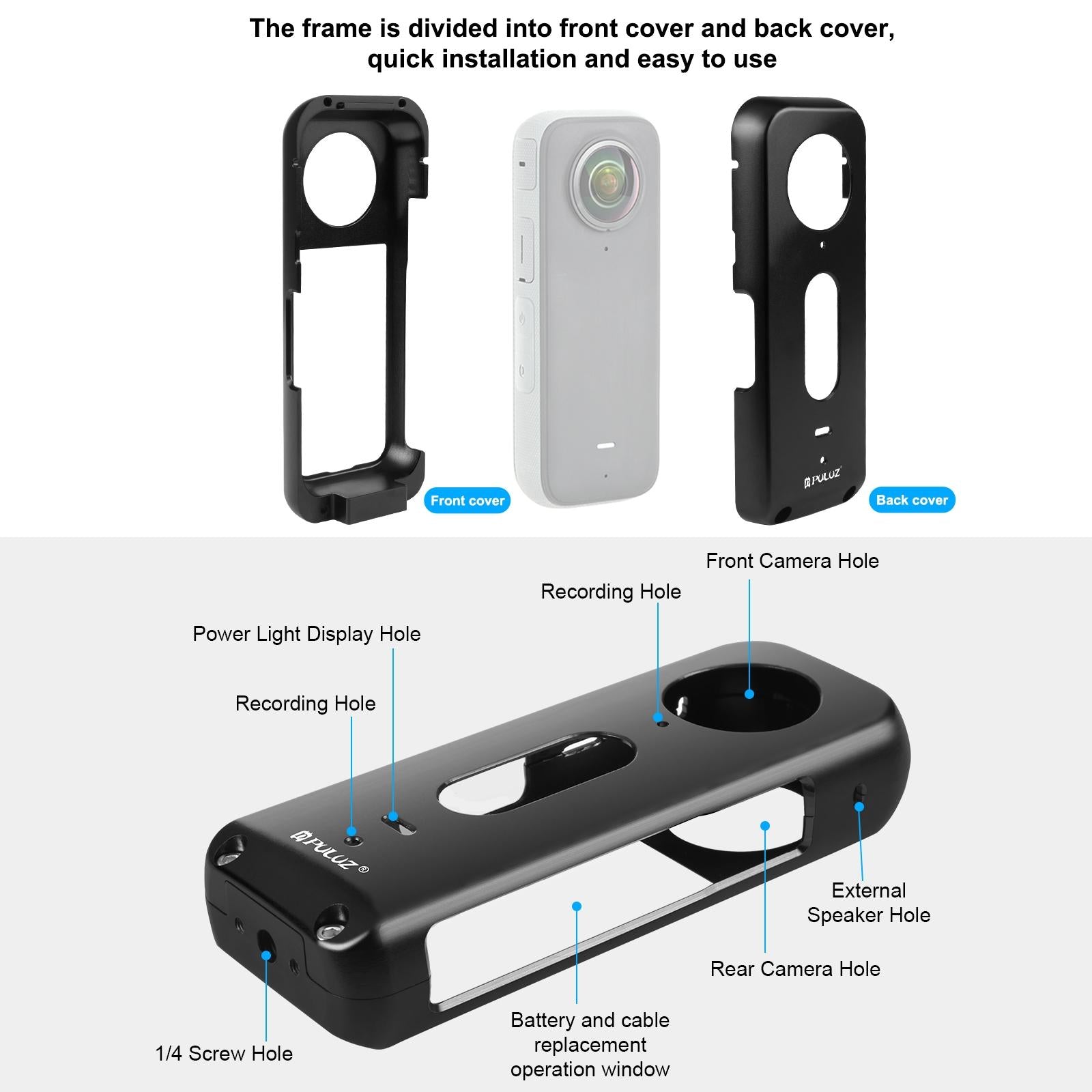 Metal Protective Cage for Insta360 X3 with Silicone Lens Cover 5