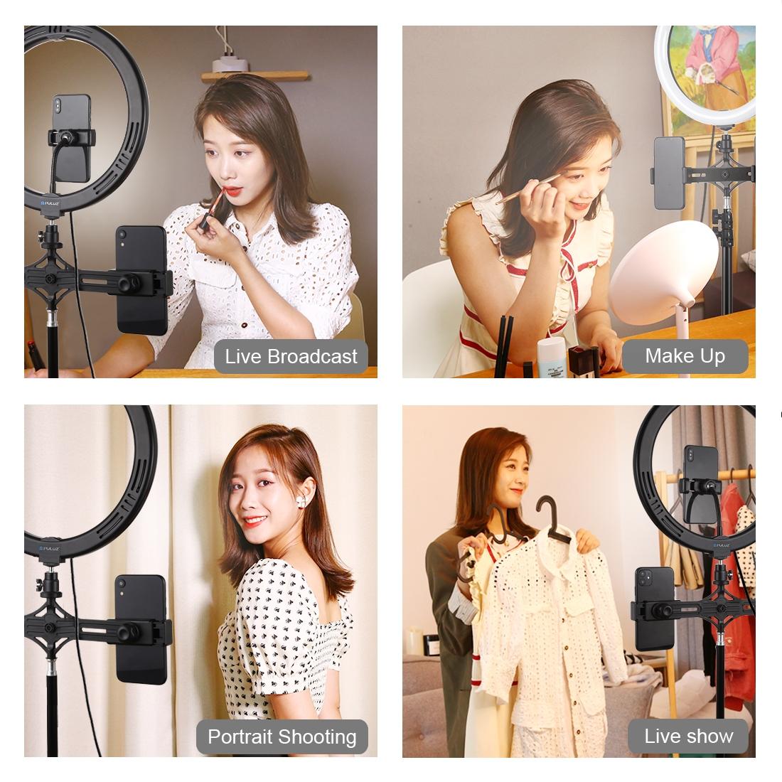 11.8 Led Ring Light with Tripod & Dual Phone Brackets - Usb 3 Modes Dual Colour Temperature - Vlogging & Live Broadcast Kit 4