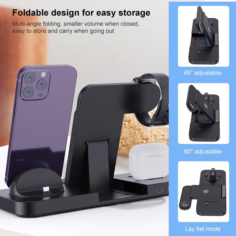 6 In 1 Foldable Vertical Wireless Charger - Black 5