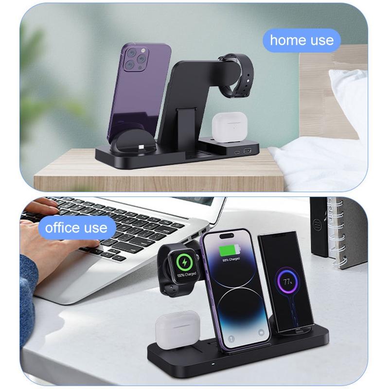 6 In 1 Foldable Vertical Wireless Charger - Black 11