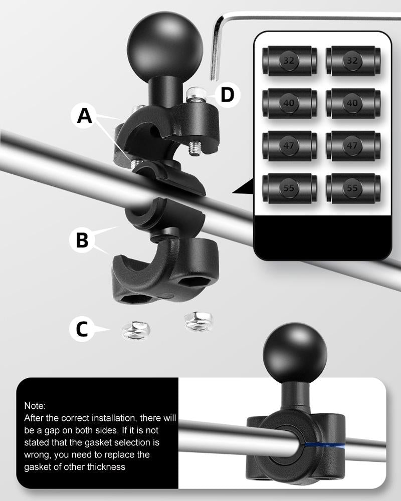 Universal 25mm Motorcycle Rearview Mirror Mount for Gopro Hero12 with Ball Head 4