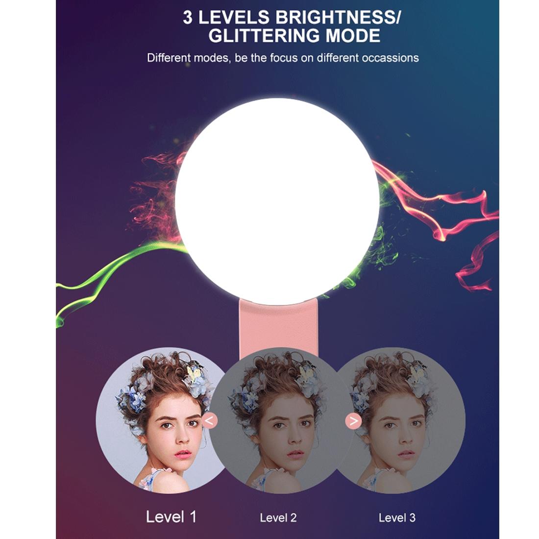 Portable Mini Beauty Light for Smartphones - 3 Brightness Levels 9 Led Warm / White - Iphone Galaxy Huawei Xiaomi Lg Htc - Black 8
