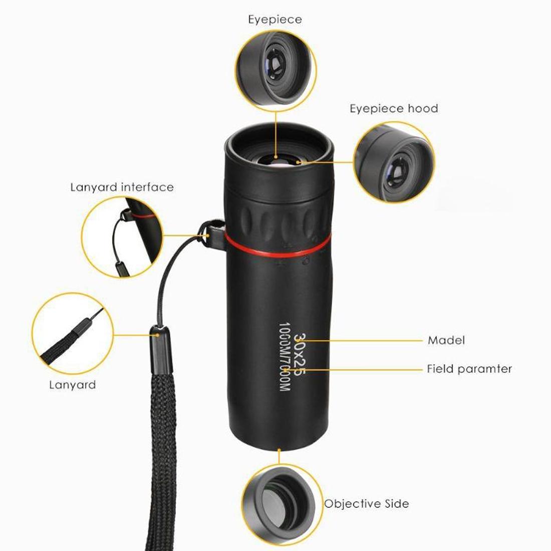 Portable Mini Monocular Telescope - 30X25 - Black 5