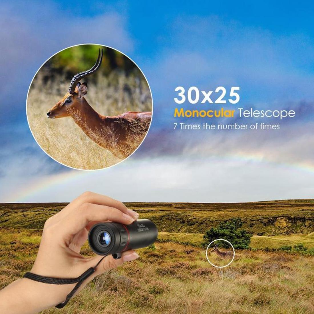Portable Mini Monocular Telescope - 30X25 - Black 6