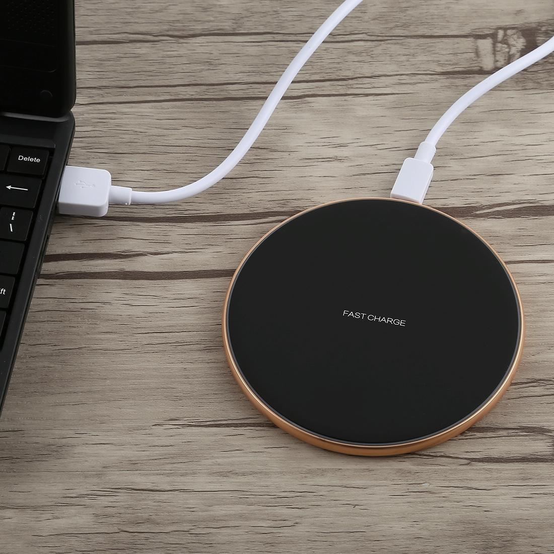 Round Shape Wireless Charger Fast Charging Black+Gold 7