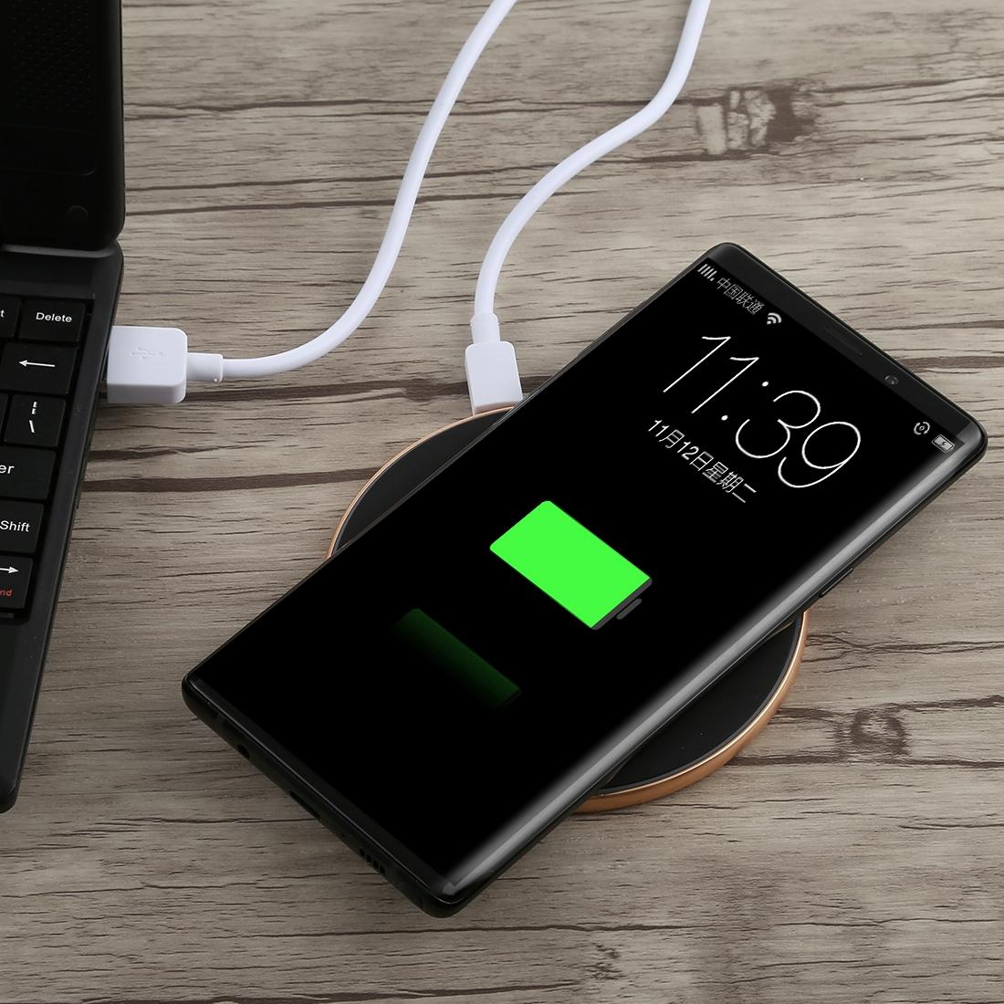 Round Shape Wireless Charger Fast Charging Black+Gold 8