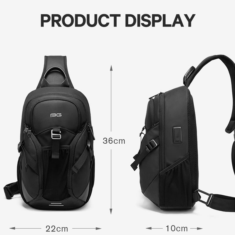 Waterproof Men Crossbody Chest Bag With Usb Port 36X22X10Cm Black 3