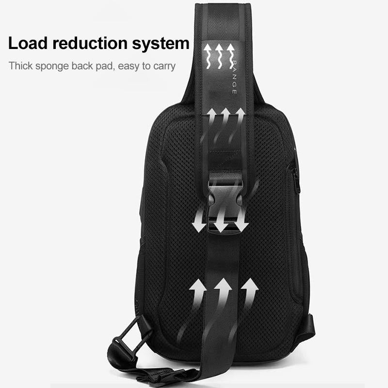 Waterproof Men Crossbody Chest Bag With Usb Port 36X22X10Cm Black 5