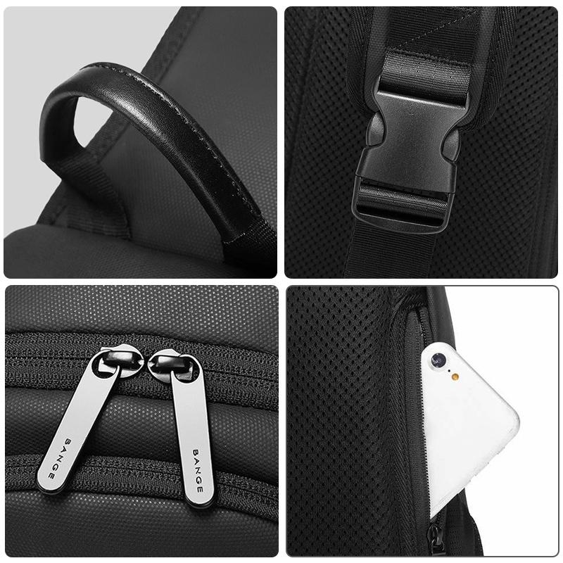 Waterproof Men Crossbody Chest Bag With Usb Port 36X22X10Cm Black 7