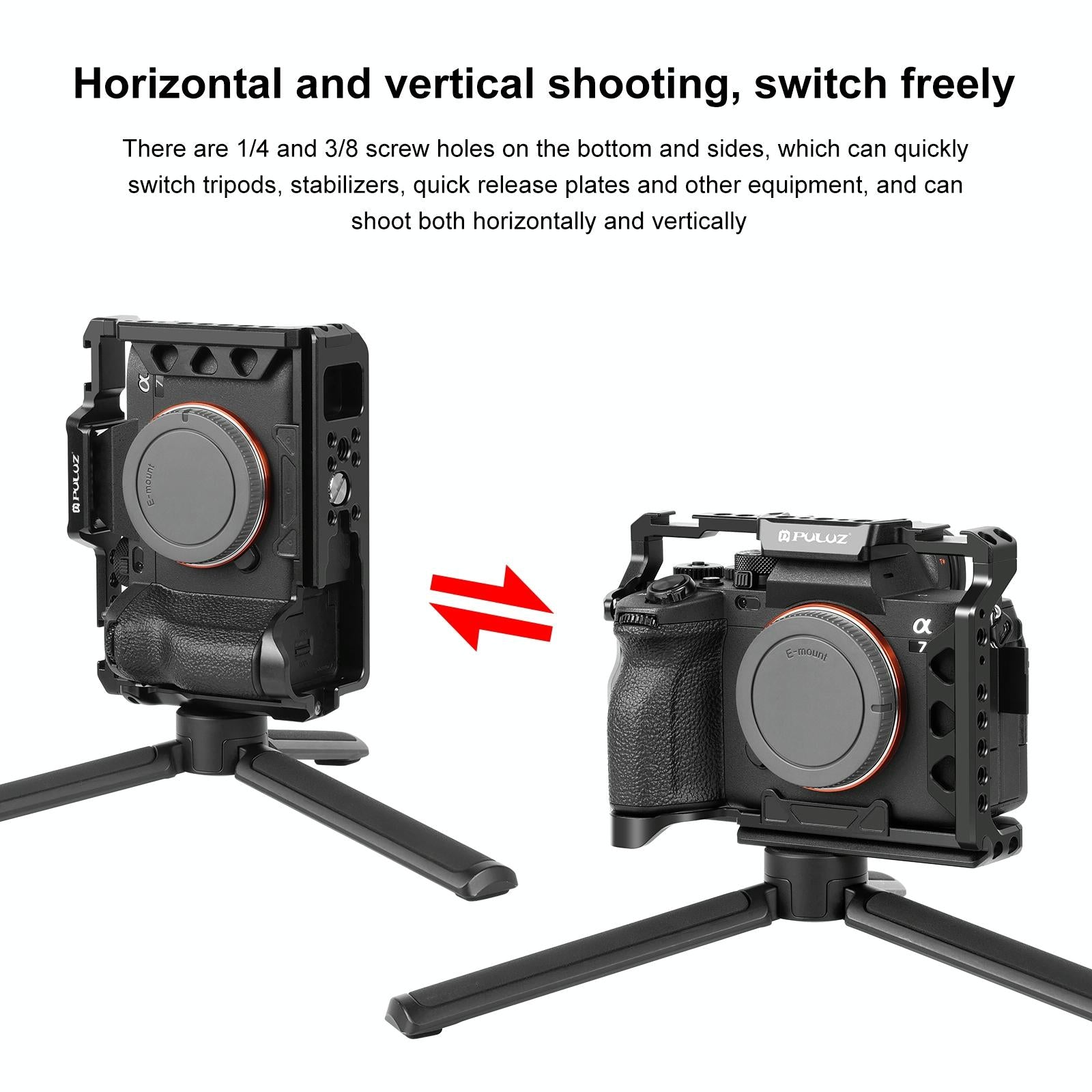 Camera Cage Stabilizer Rig - Metal Black for Sony A7 6