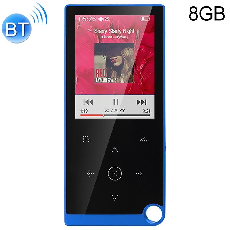 2.4 Inch Touch Mp4 / Mp3 Player 8Gb Memory Bluetooth E Book Alarm Timer - Blue