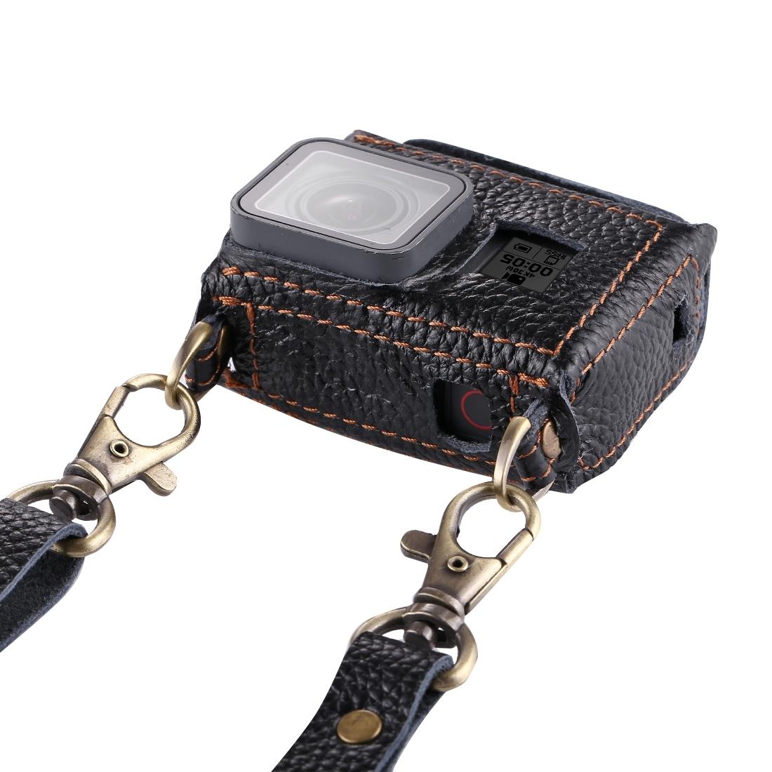 Genuine Leather Housing Case for Gopro Hero7 / 6 / 5 with Neck Strap and 52mm Uv Lens 4
