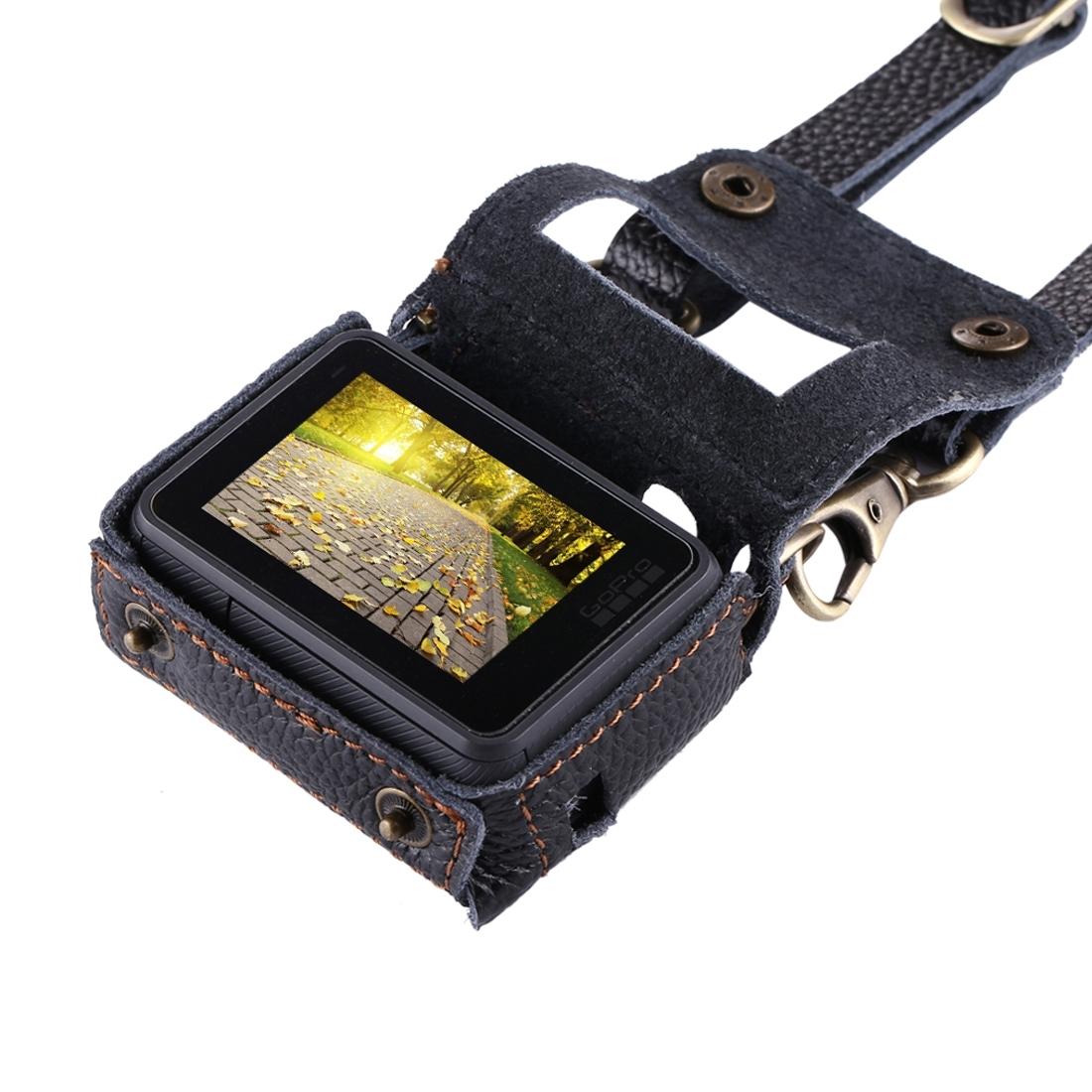 Genuine Leather Housing Case for Gopro Hero7 / 6 / 5 with Neck Strap and 52mm Uv Lens 5