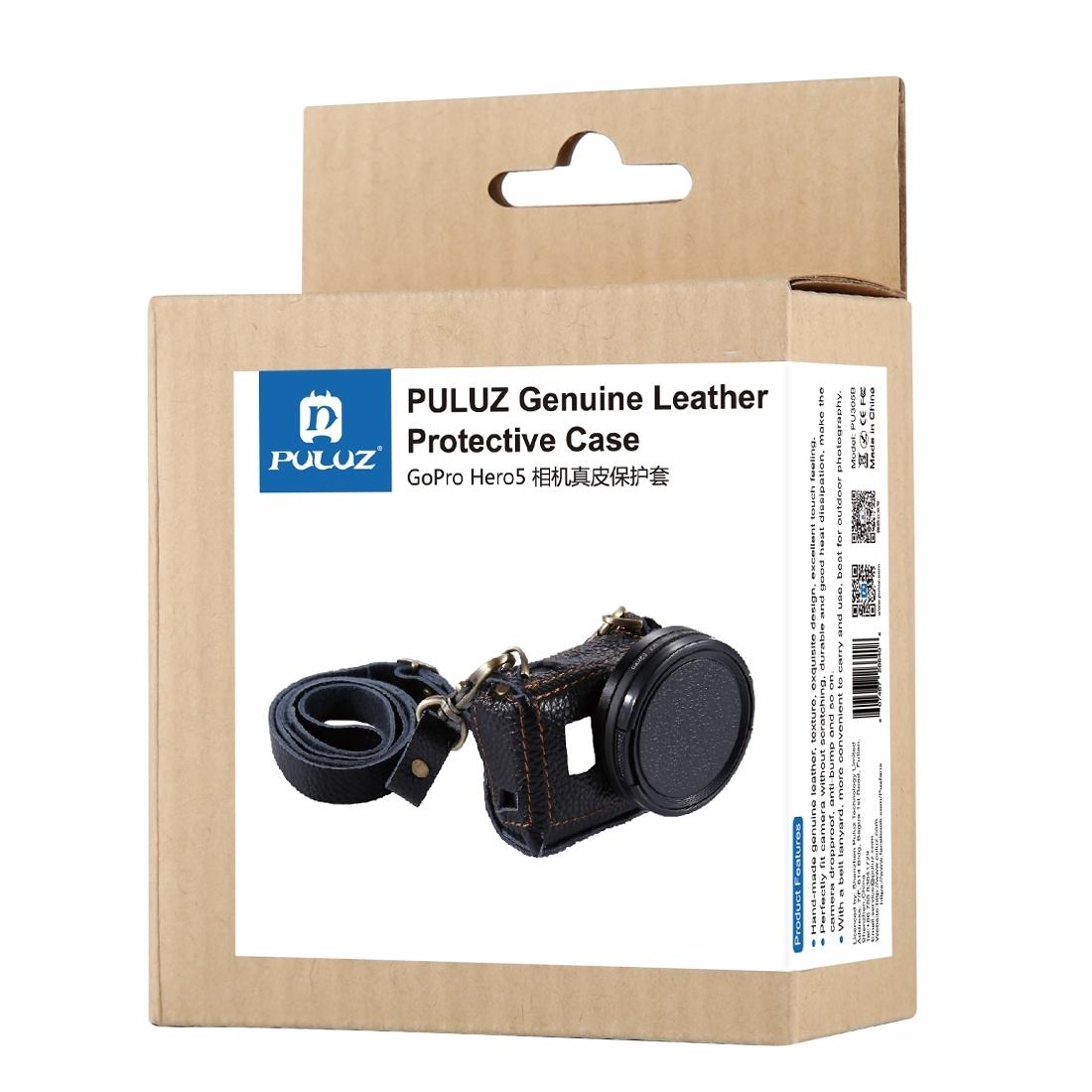 Genuine Leather Housing Case for Gopro Hero7 / 6 / 5 with Neck Strap and 52mm Uv Lens 7