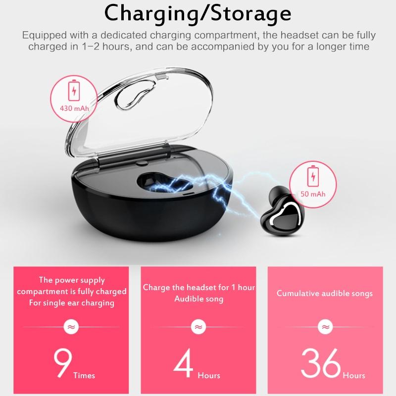 Mini Wireless Bluetooth Earphones with Charging Box - X7 4.1 - Black 7