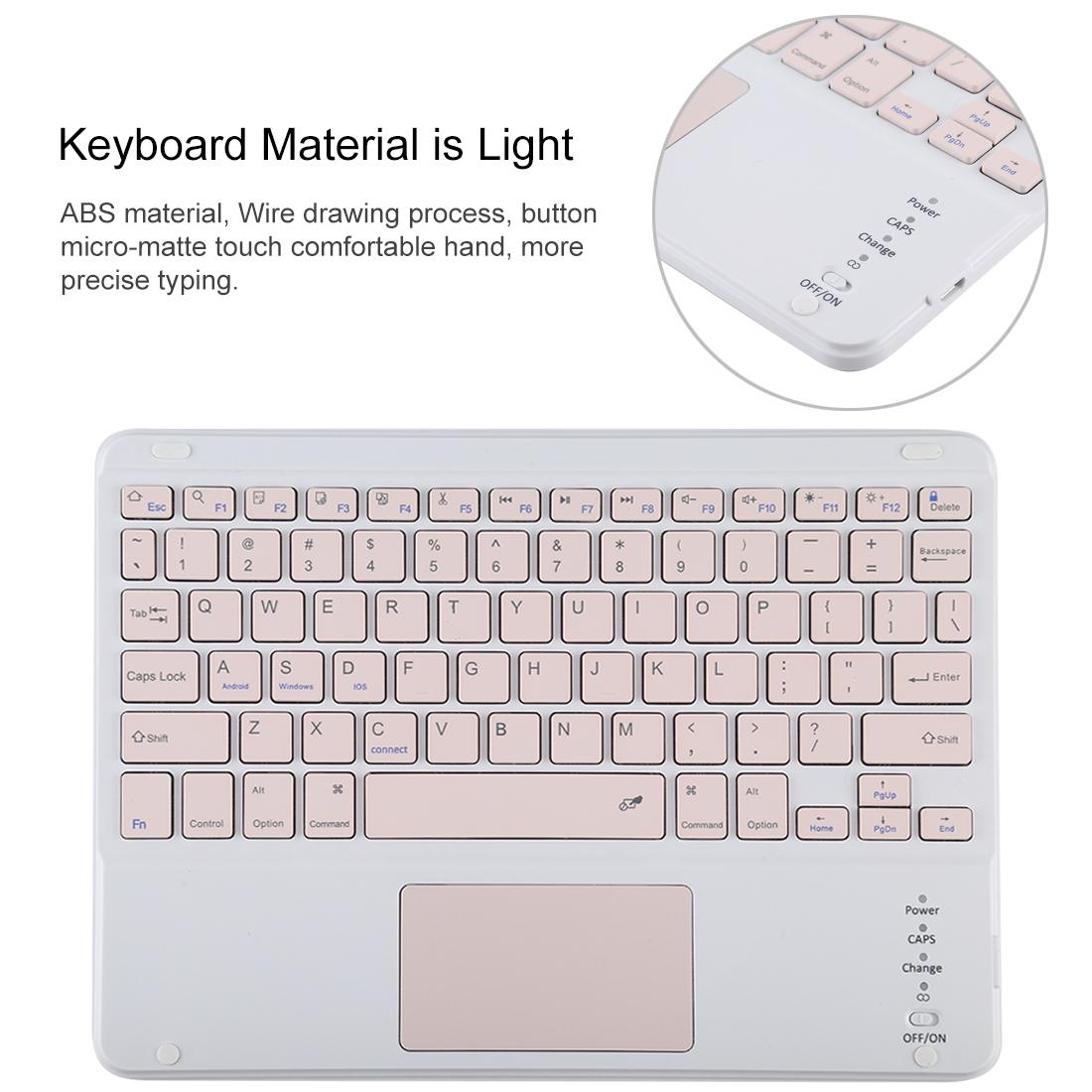 Bluetooth Keyboard & Tablet Case For Ipad 10.2 / Ipad Air 2019 - Detachable Touch Pad Pen Slot Holder - Pink Leather - Black 6