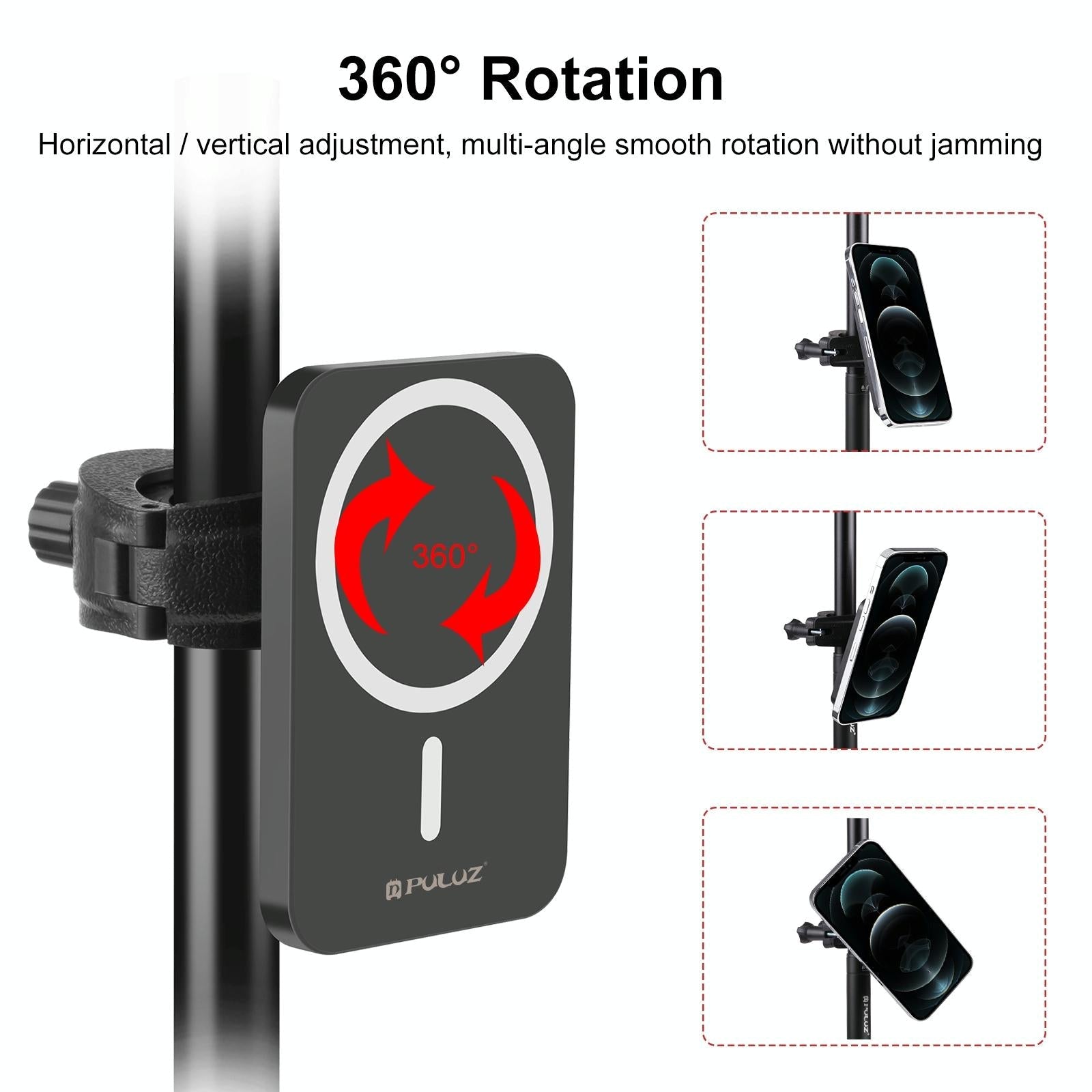15W Magnetic Wireless Charger With Vlogging Phone Clamp - Black 7