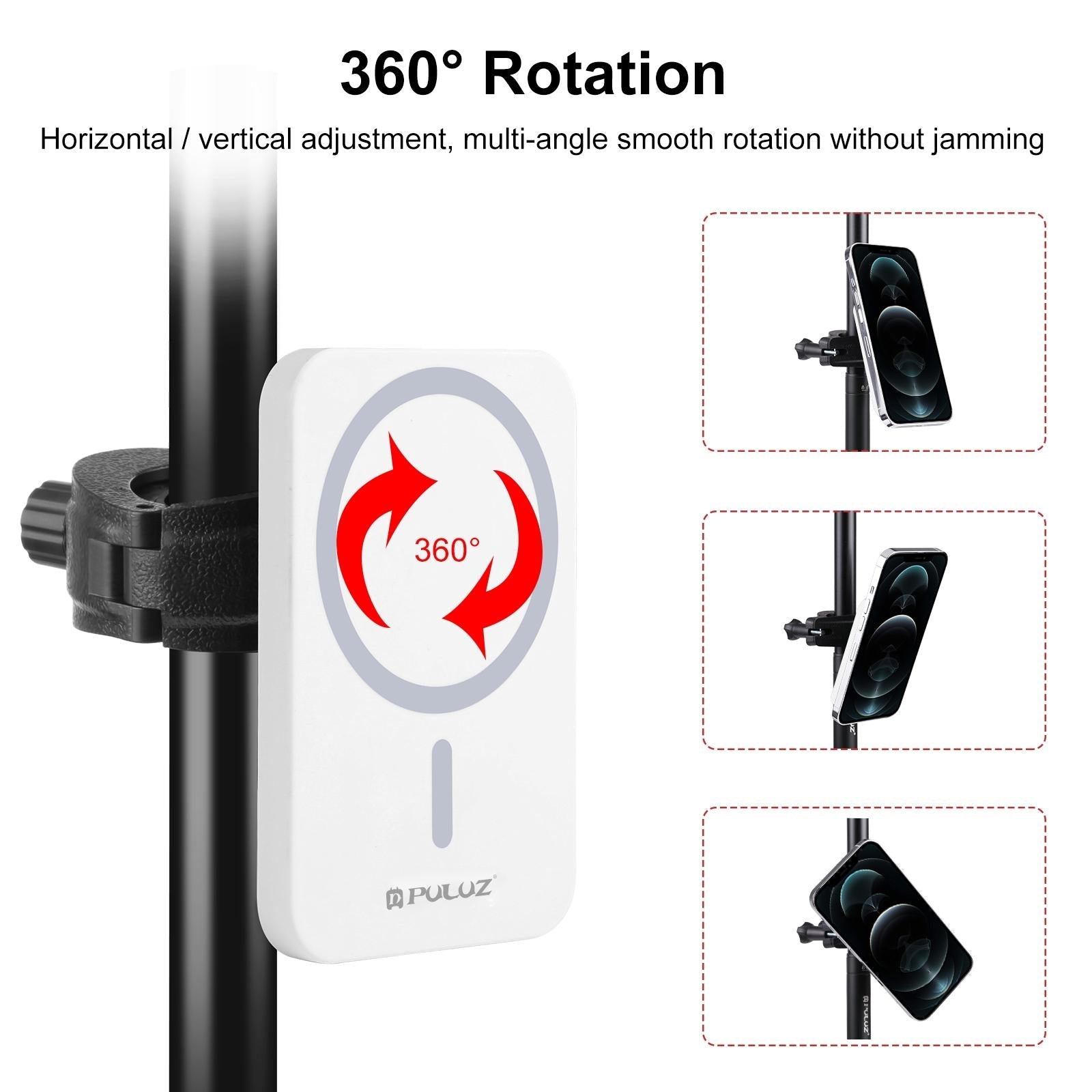 15W Magnetic Wireless Charger With Vlogging Phone Clamp - Black 15