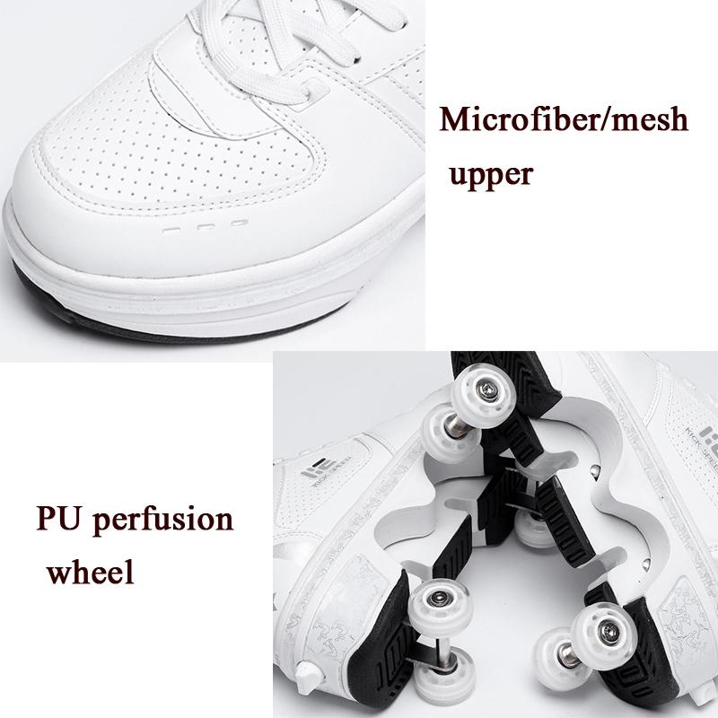 37 Double Row Deformation Rune Roller Skates - Dual Purpose - High-Top With Light (White) 4